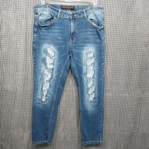Brooklyn Laundry Jeans Mens Distressed Straight Leg 36x30 Blue